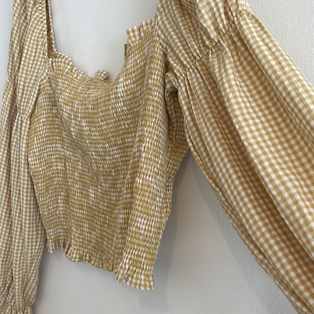 Urban Outfitters Yellow Gingham Crop Top | Size Large - Picture 8 of 8
